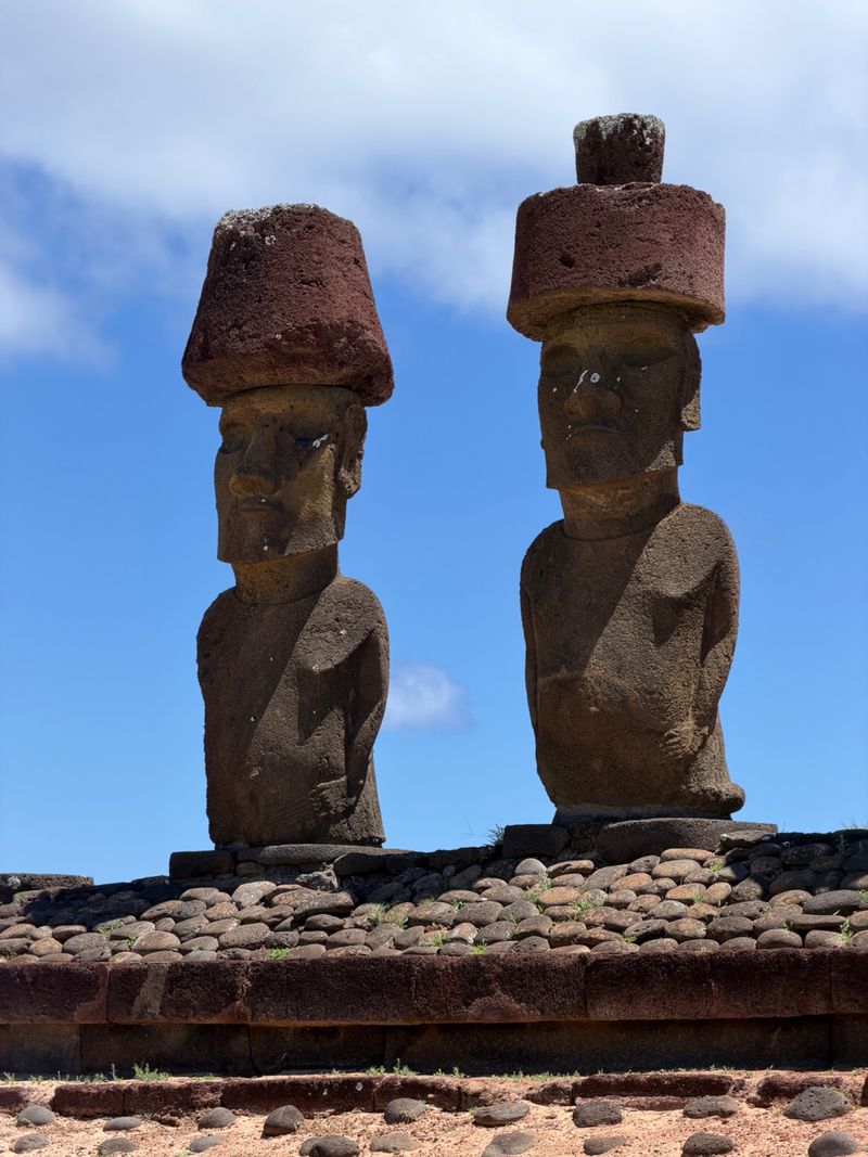 A pair of moai at Anakena beach